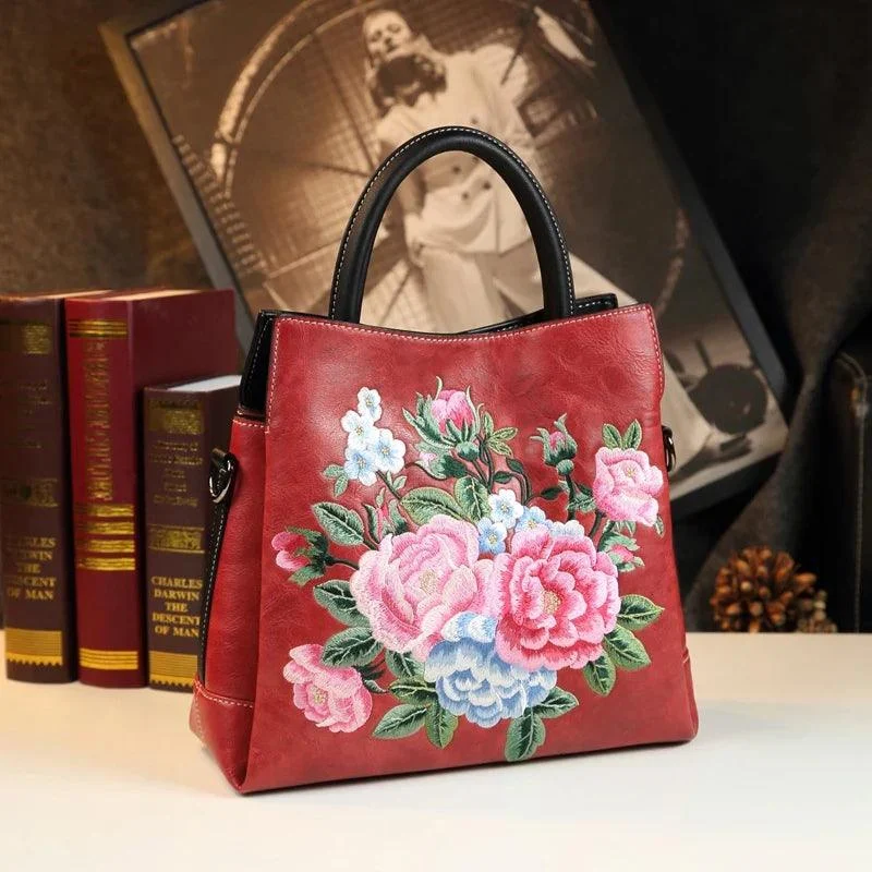 Flower Design Crossbody Leather Handbags for Women - Glova