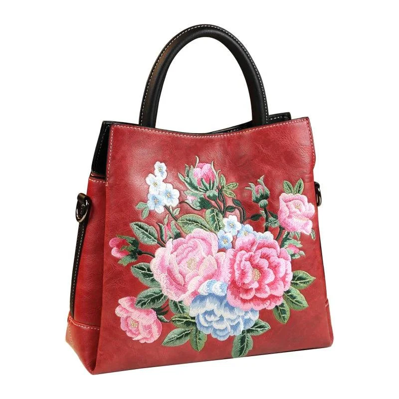 Flower Design Crossbody Leather Handbags for Women - Glova