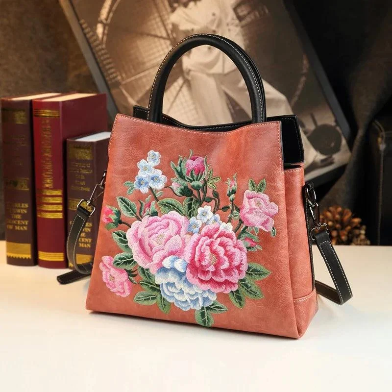 Flower Design Crossbody Leather Handbags for Women - Glova