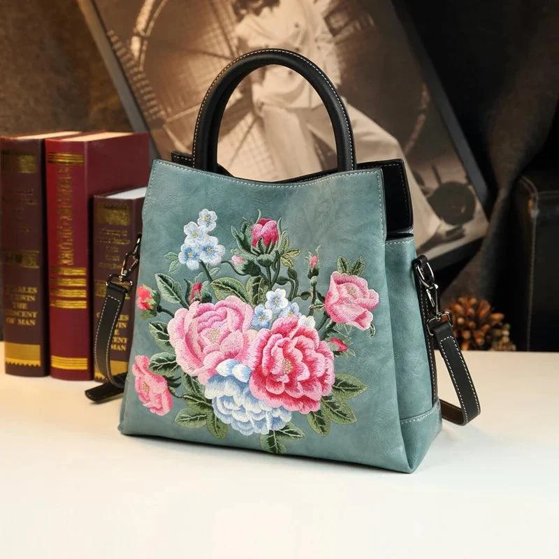 Flower Design Crossbody Leather Handbags for Women - Glova