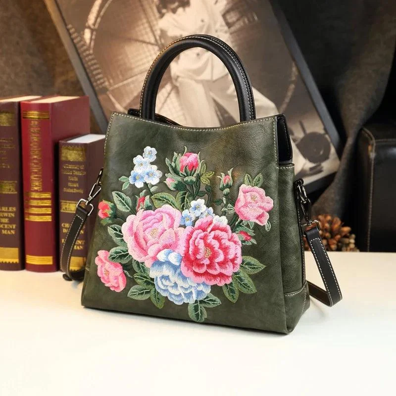 Flower Design Crossbody Leather Handbags for Women - Glova