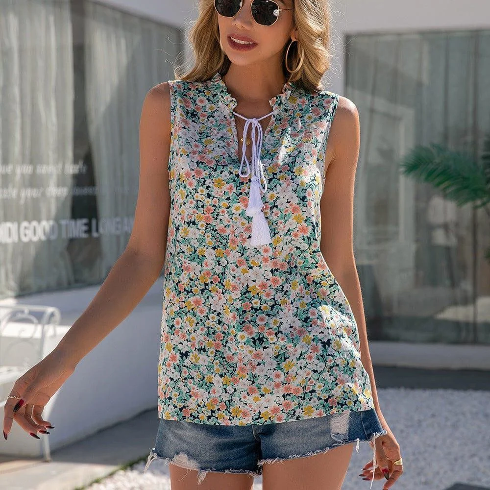 Flower Muse Sleeveless Blouse - Glova