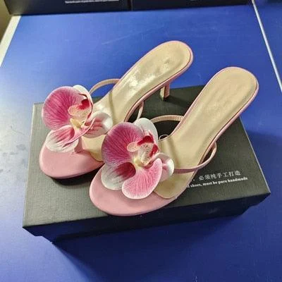 Flower Thin High Heels Round Toe Sandal Shoes - Glova