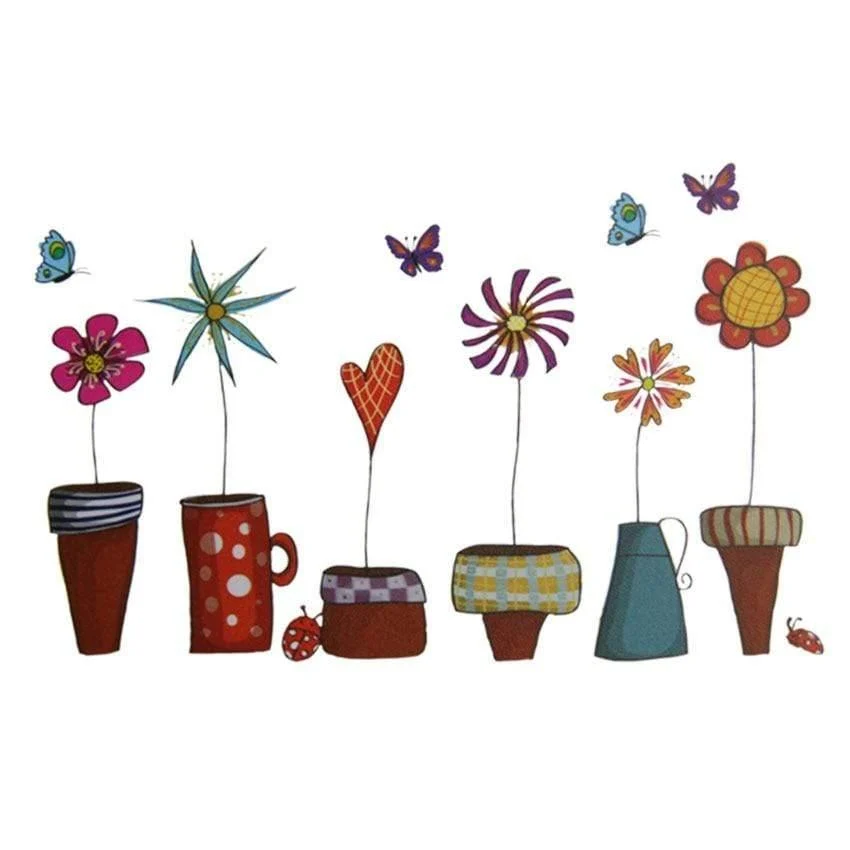 Flowers and Butterflies Wall Sticker - Glova