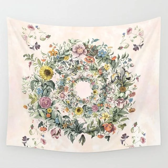 Flowers Wreath Tapestry - Glova