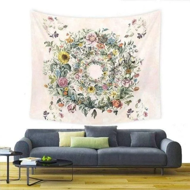 Flowers Wreath Tapestry - Glova