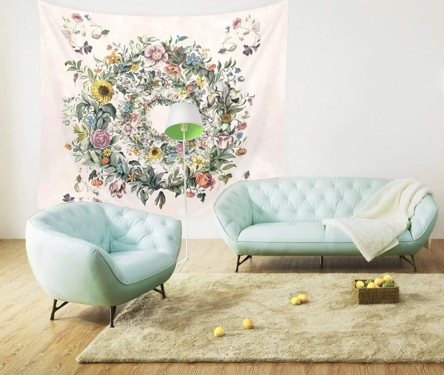 Flowers Wreath Tapestry - Glova