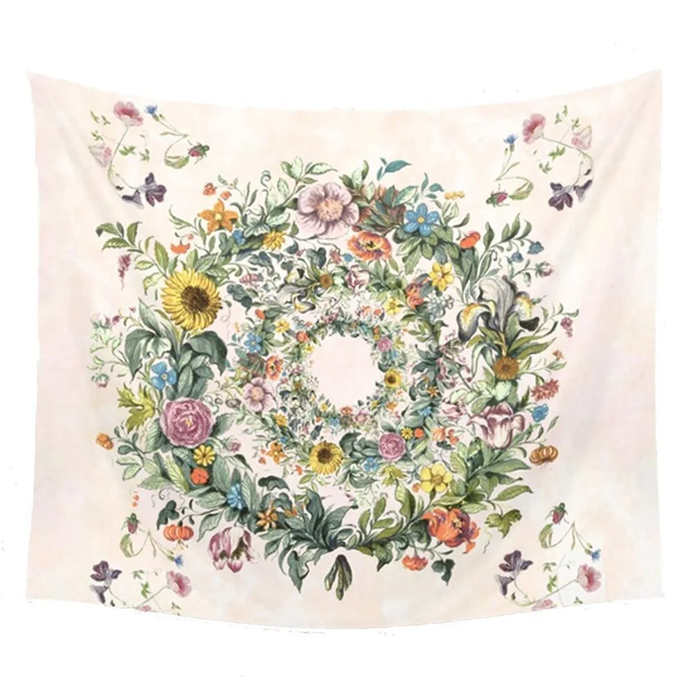 Flowers Wreath Tapestry - Glova