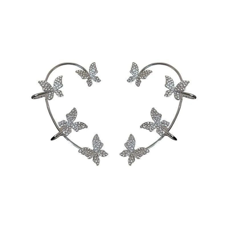 Fly Away Butterfly Cuff Earrings - Glova