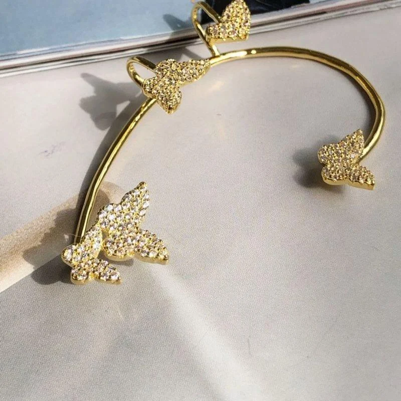 Fly Away Butterfly Cuff Earrings - Glova