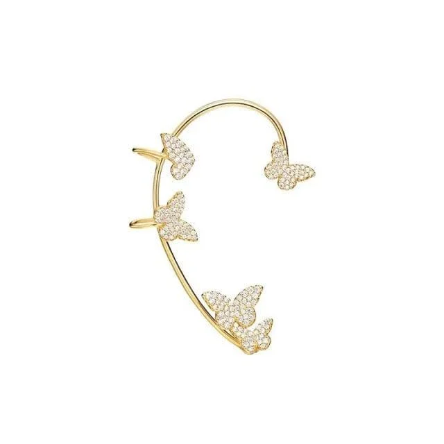 Fly Away Butterfly Cuff Earrings - Glova