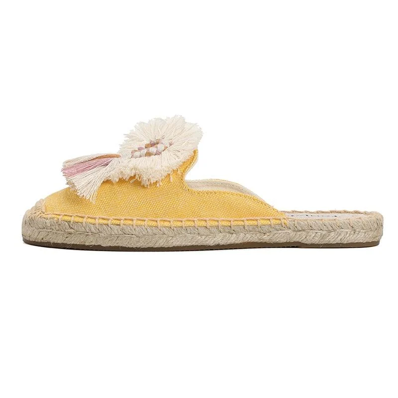 Folk Tassel and Pom Pom Espadrille Slides - 7 Styles - Glova