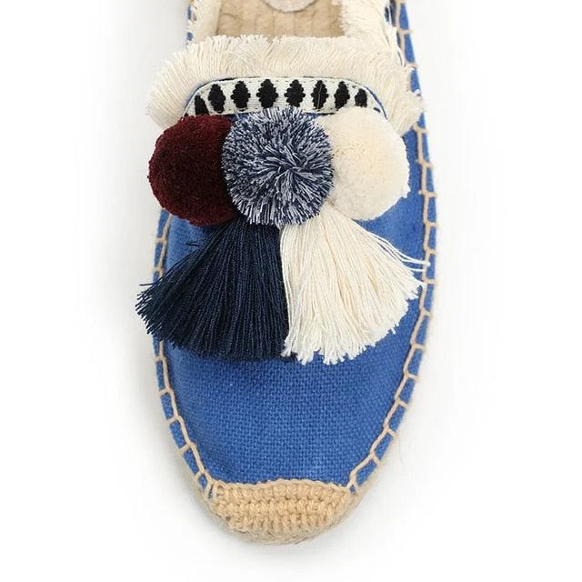 Folk Tassel and Pom Pom Espadrille Slides - 7 Styles - Glova