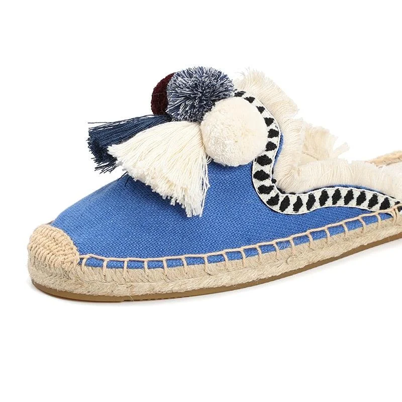 Folk Tassel and Pom Pom Espadrille Slides - 7 Styles - Glova