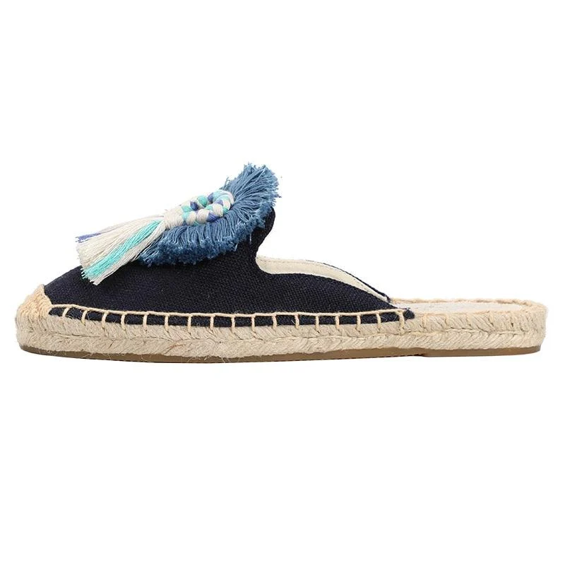 Folk Tassel and Pom Pom Espadrille Slides - 7 Styles - Glova