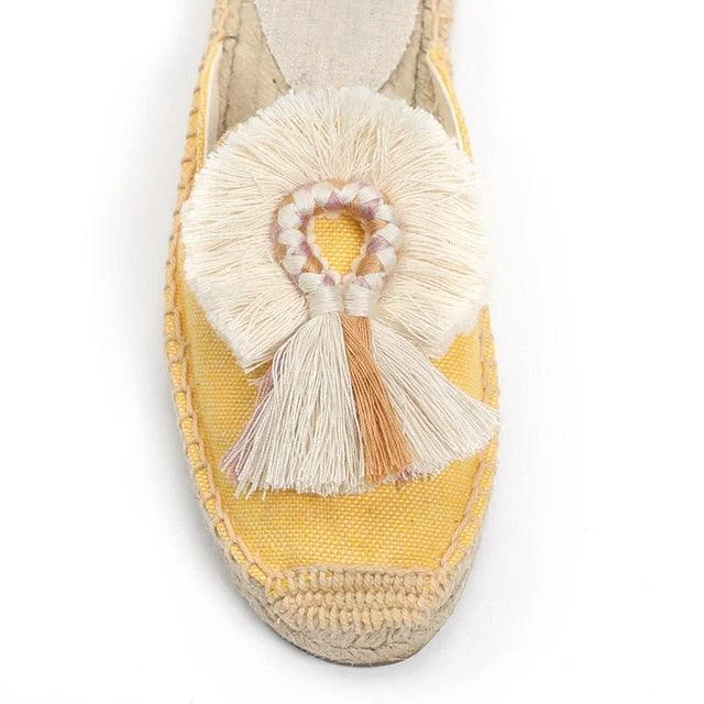 Folk Tassel and Pom Pom Espadrille Slides - 7 Styles - Glova