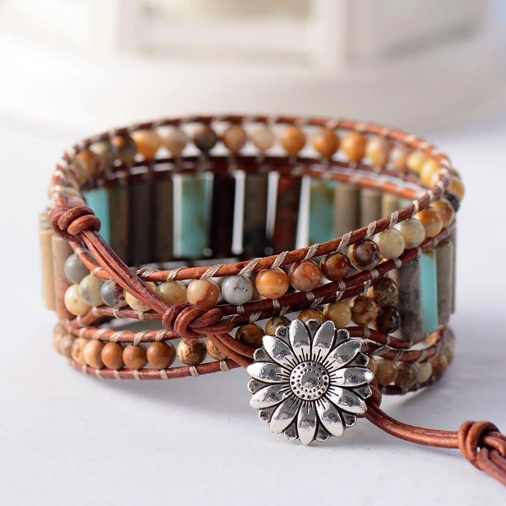 Fortune Daisy Leather Wrap Bracelet - Glova