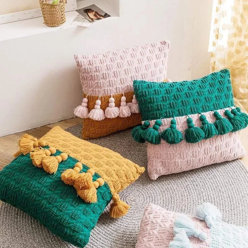 Freya Tasseled Knit Cushions - Glova