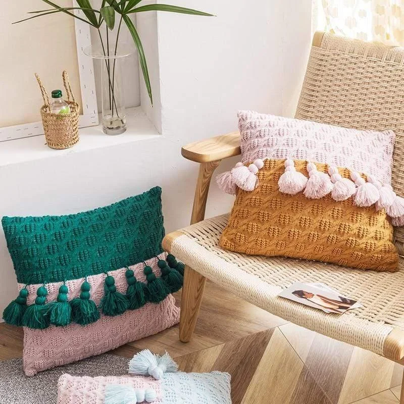 Freya Tasseled Knit Cushions - Glova