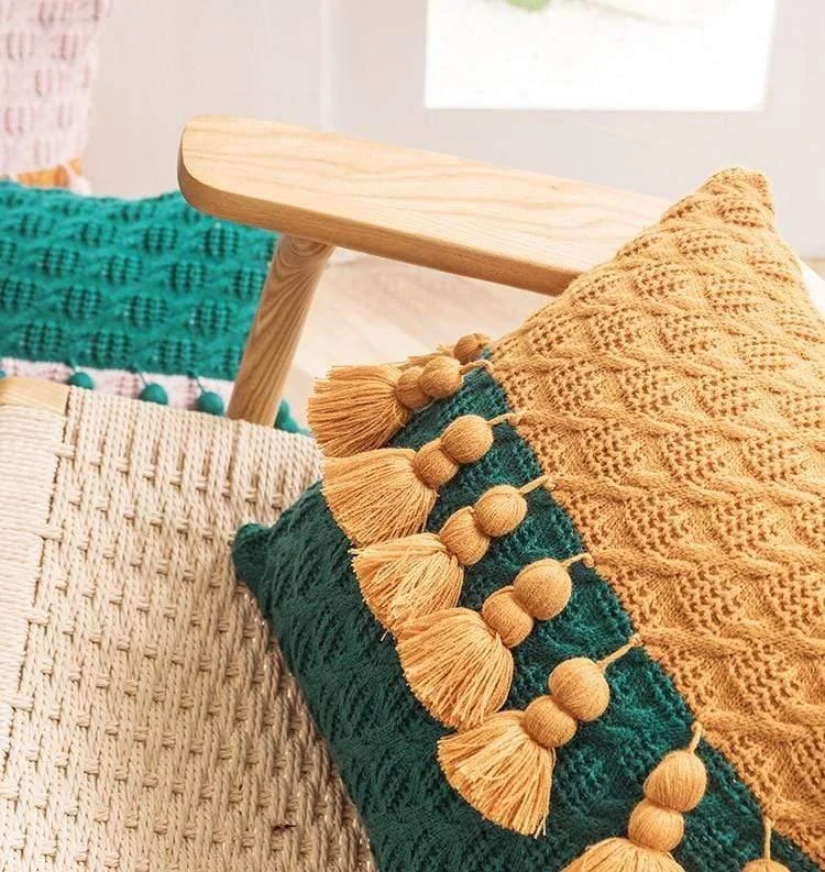 Freya Tasseled Knit Cushions - Glova