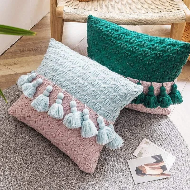 Freya Tasseled Knit Cushions - Glova