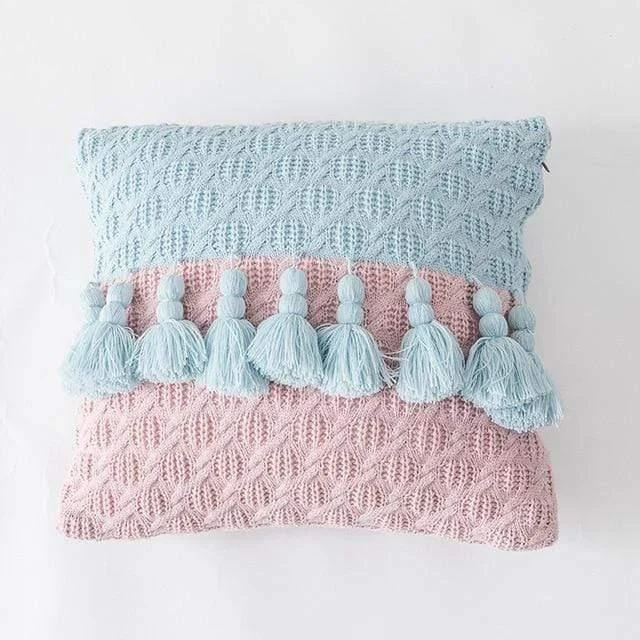 Freya Tasseled Knit Cushions - Glova