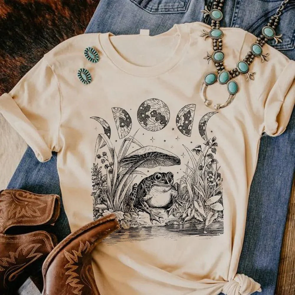 Frog Mushroom Moon Witchy T-Shirt - Glova