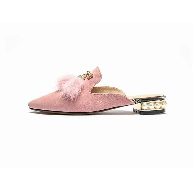 Fur Tassel Suede Mules - 3 Colors - Glova