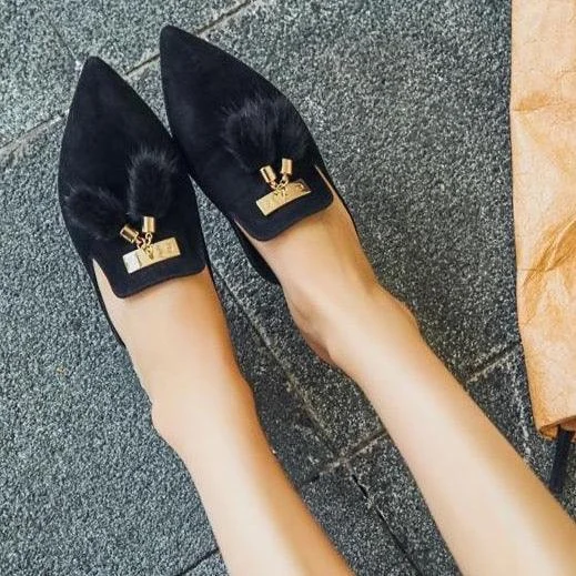 Fur Tassel Suede Mules - 3 Colors - Glova