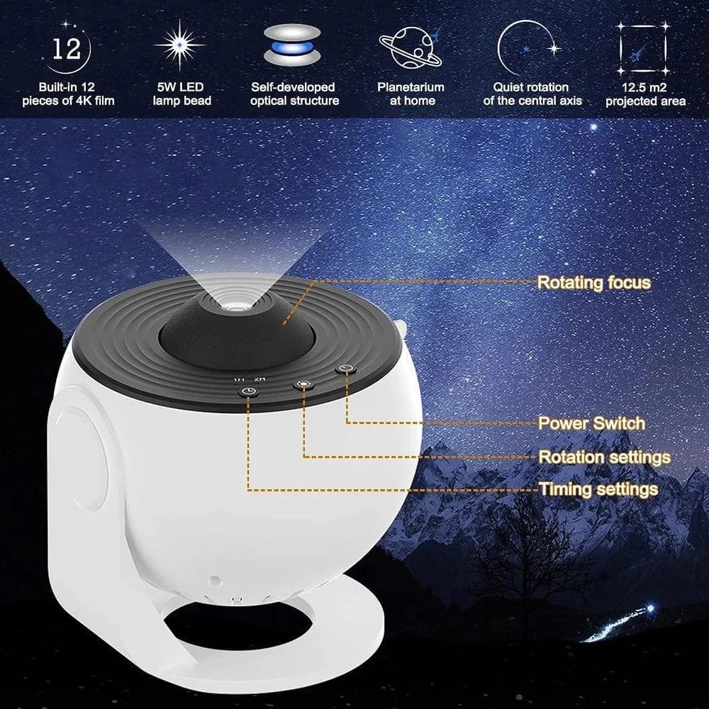 Galaxy Projector Home Planetarium w/ 12 Films - Glova