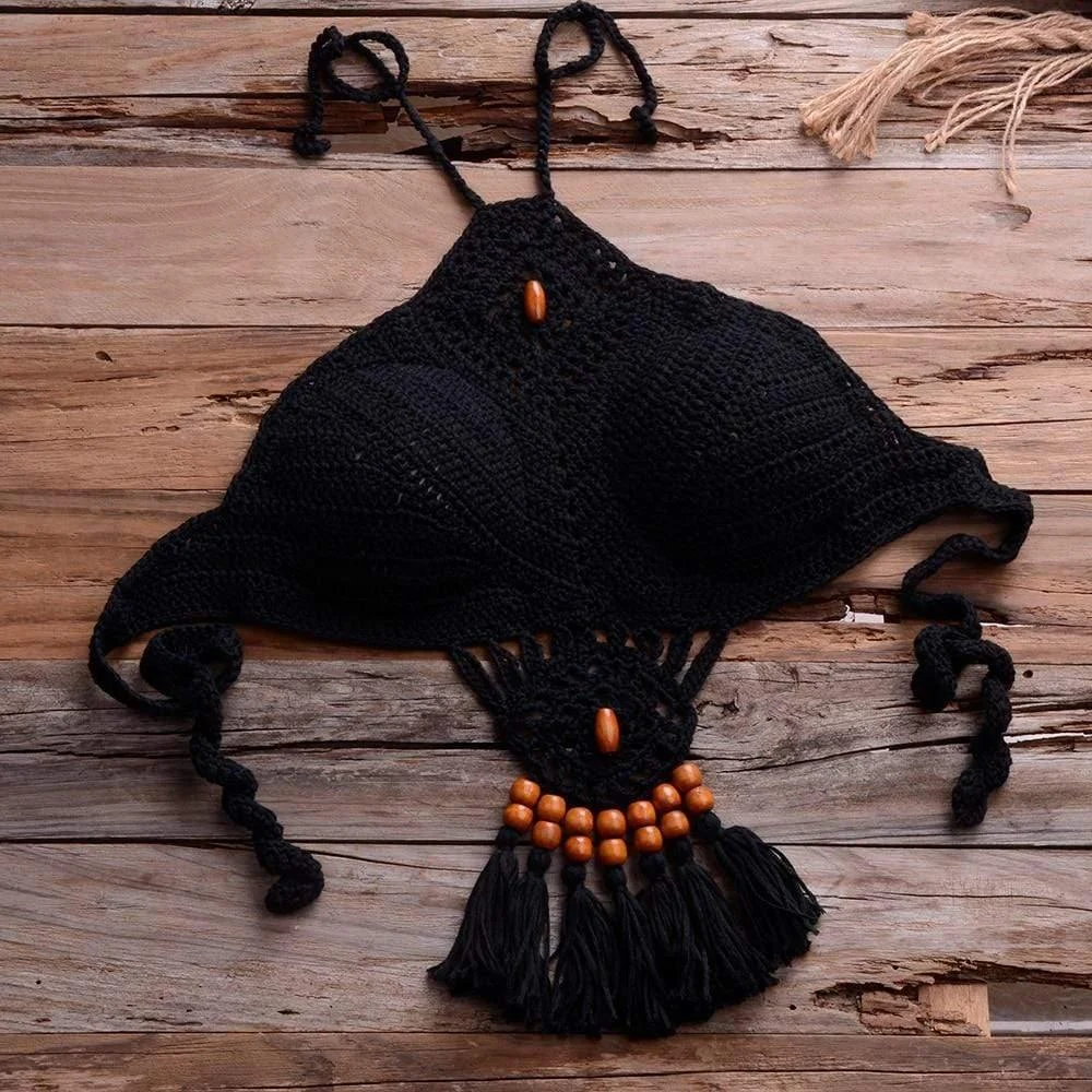 Galilea Knitted Bikini Set with Tassels - Glova