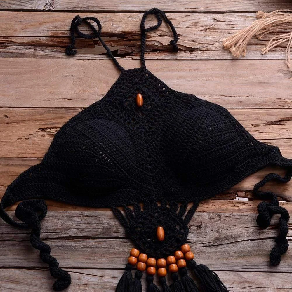 Galilea Knitted Bikini Set with Tassels - Glova