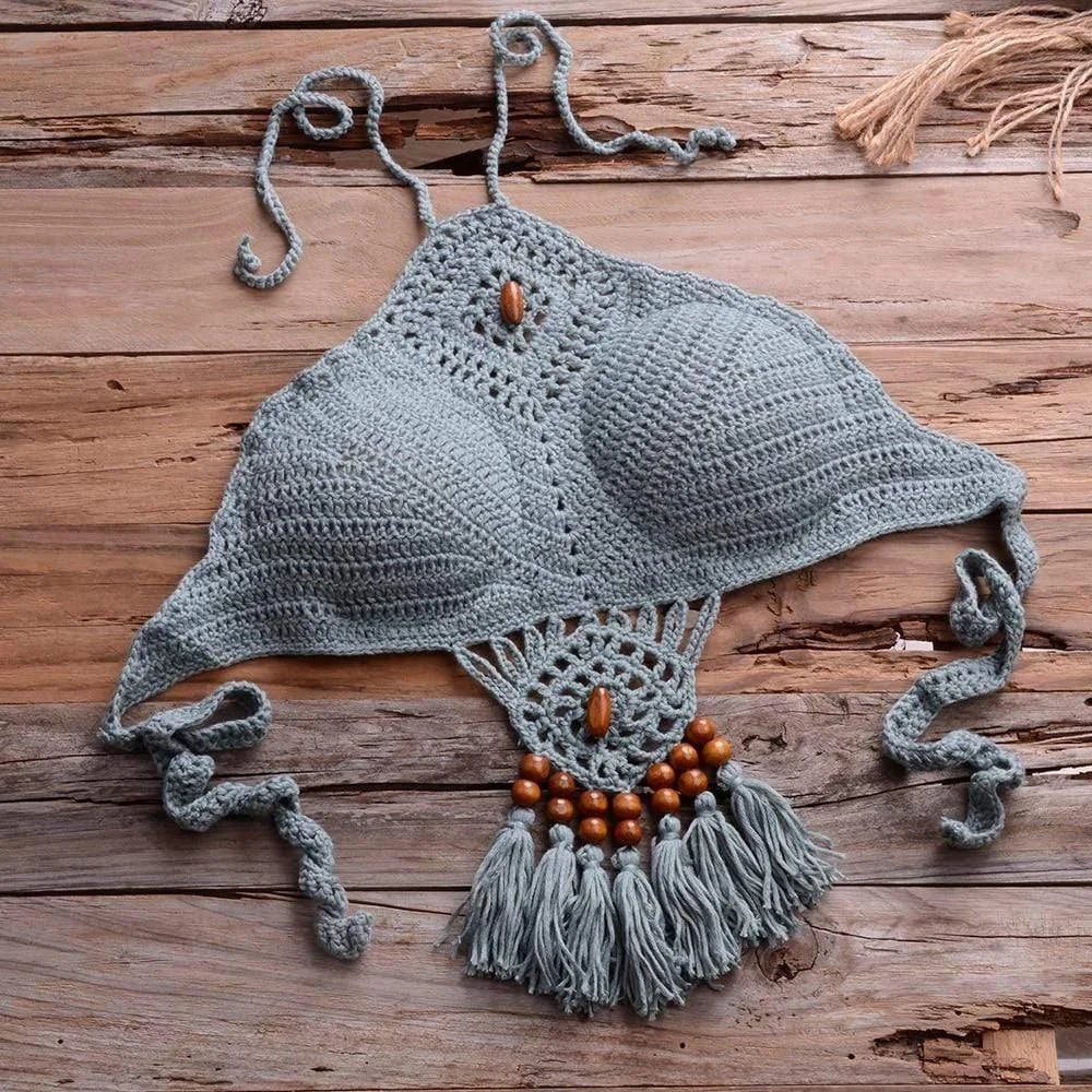 Galilea Knitted Bikini Set with Tassels - Glova