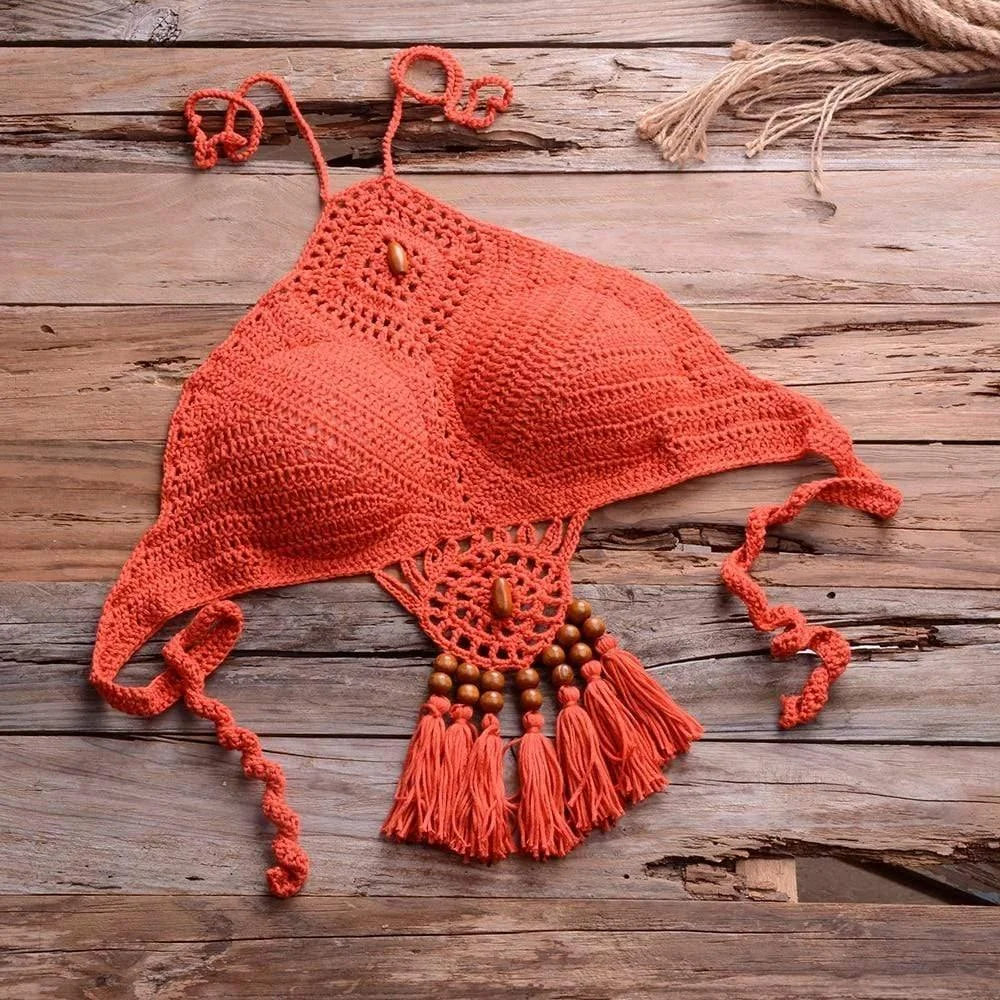 Galilea Knitted Bikini Set with Tassels - Glova