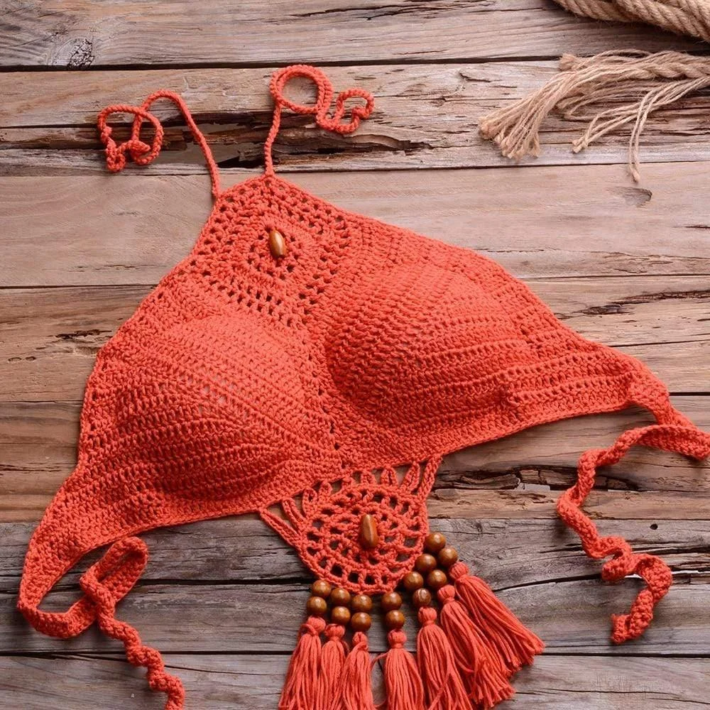 Galilea Knitted Bikini Set with Tassels - Glova