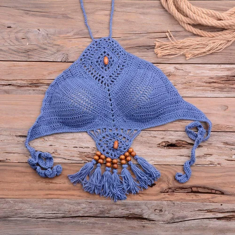 Galilea Knitted Bikini Set with Tassels - Glova