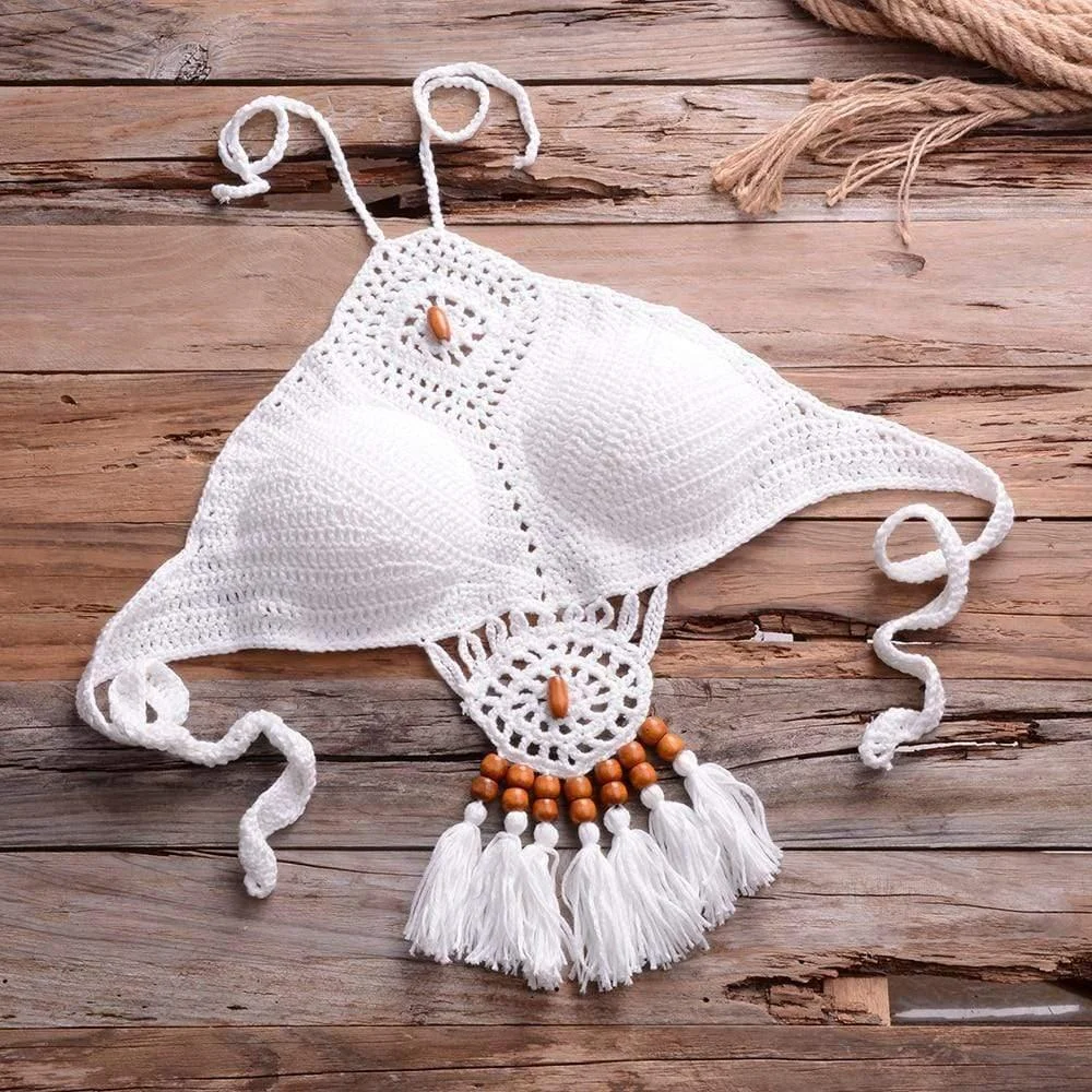 Galilea Knitted Bikini Set with Tassels - Glova