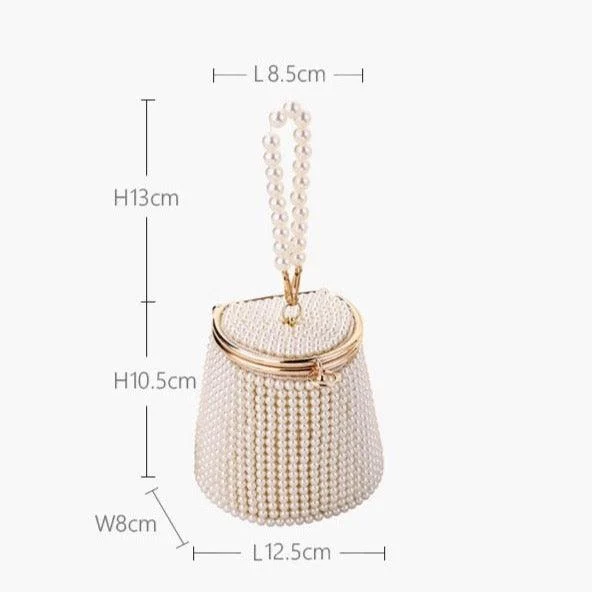 Gemma Pearl Beaded Mini Bucket Evening Bag - Glova