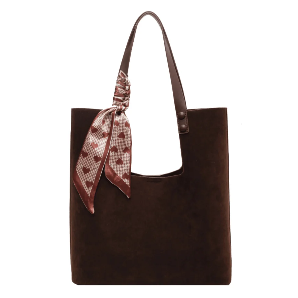 Genna Elegant Scarf Faux Suede Tote - Glova