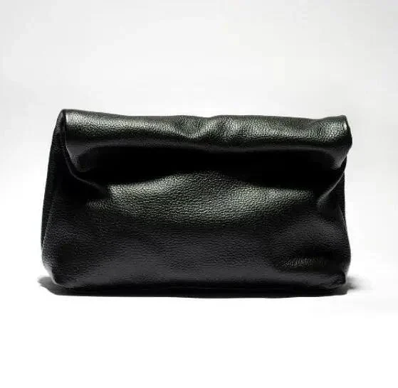 Genuine Leather Fold Over Envelope Clutch Bag - Glova