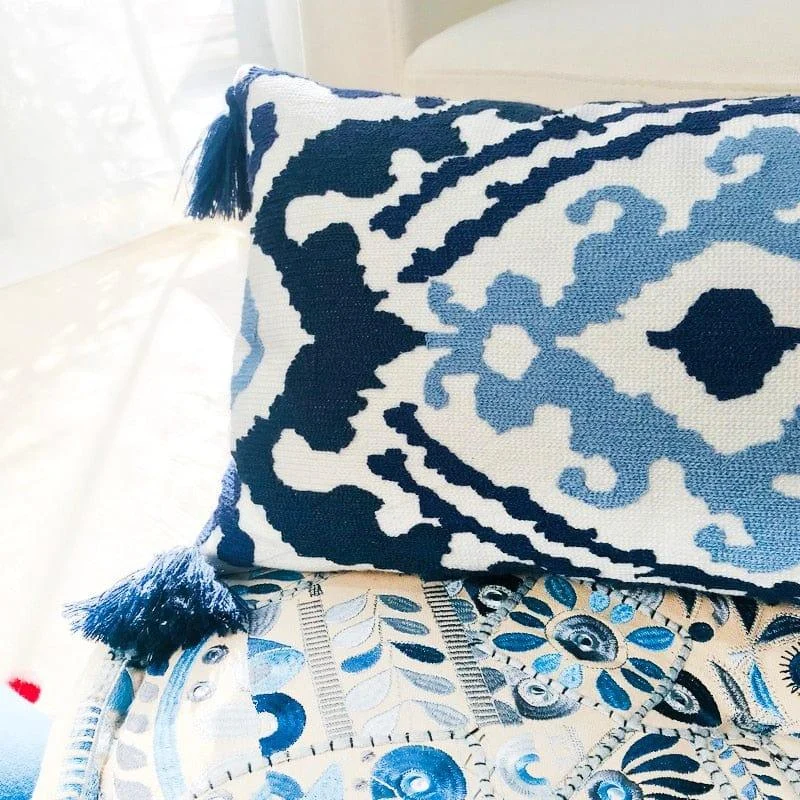 Geometric Design Embroidery Pillow Cover - Glova