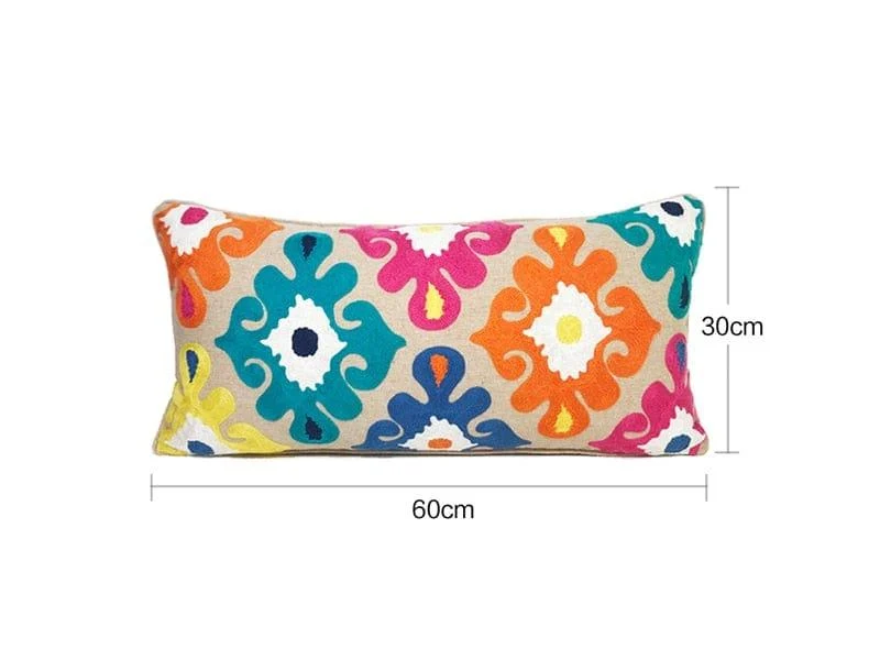 Geometric Design Embroidery Pillow Cover - Glova