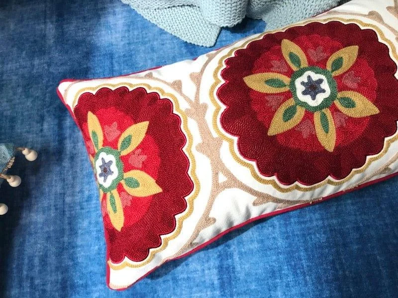 Geometric Design Embroidery Pillow Cover - Glova