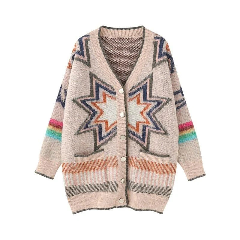 Geometric Mohair Knitted Cardigan - Glova