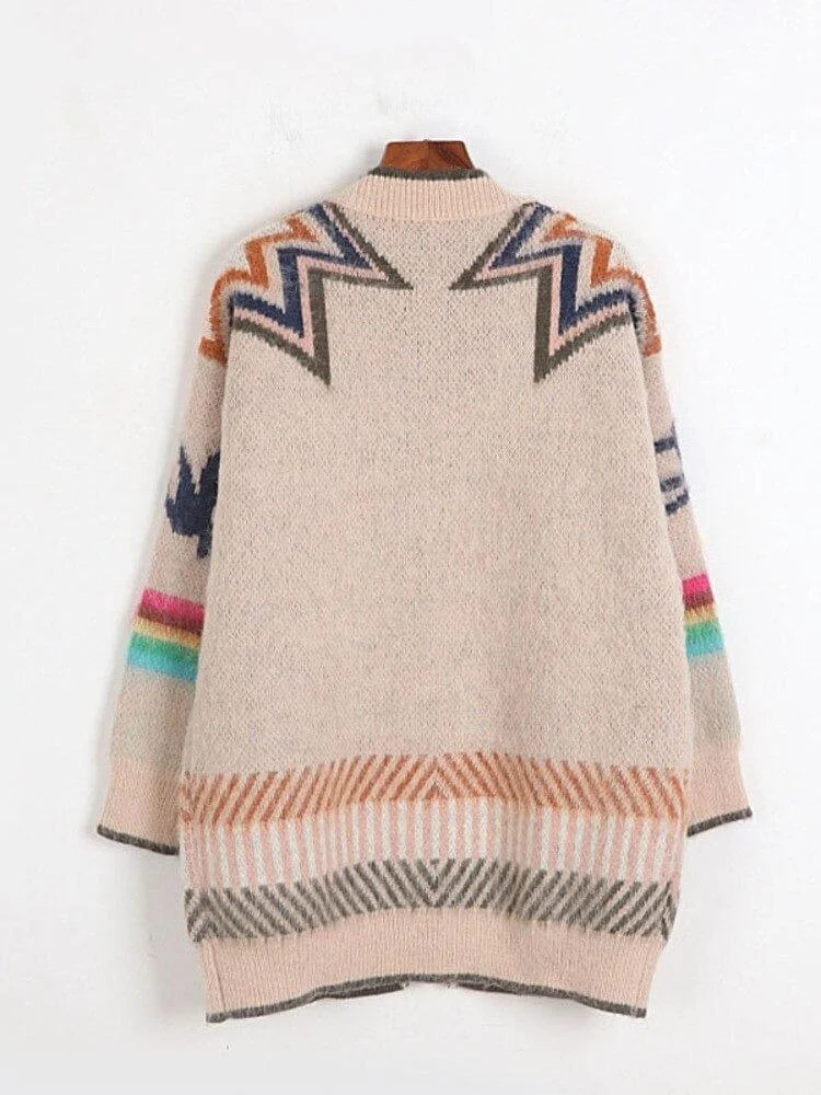 Geometric Mohair Knitted Cardigan - Glova