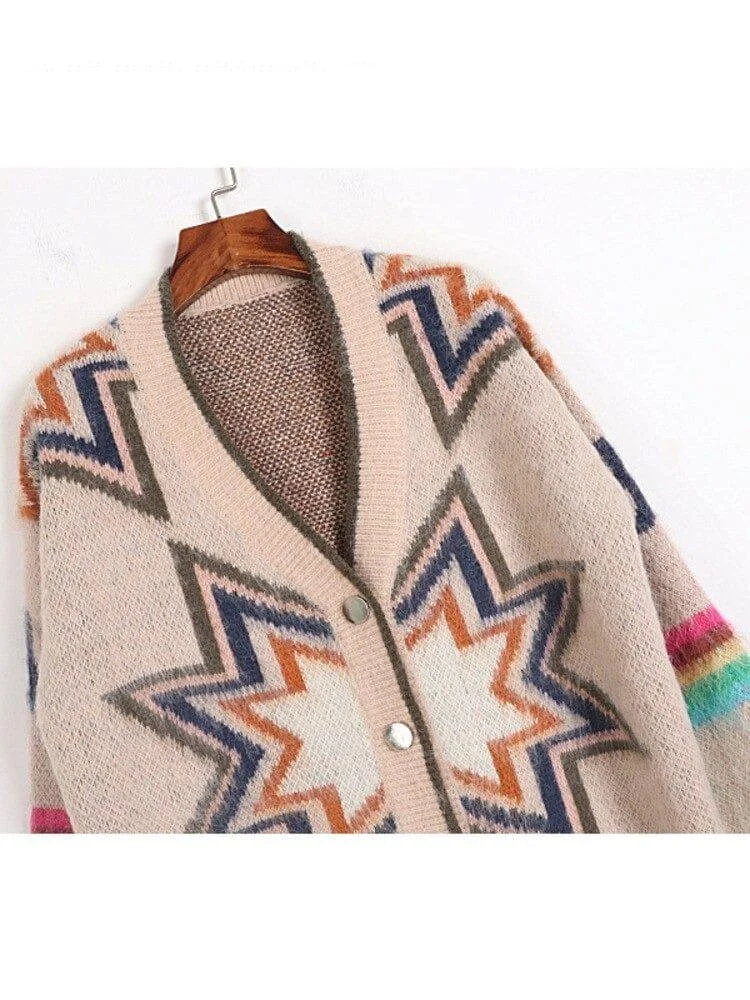 Geometric Mohair Knitted Cardigan - Glova