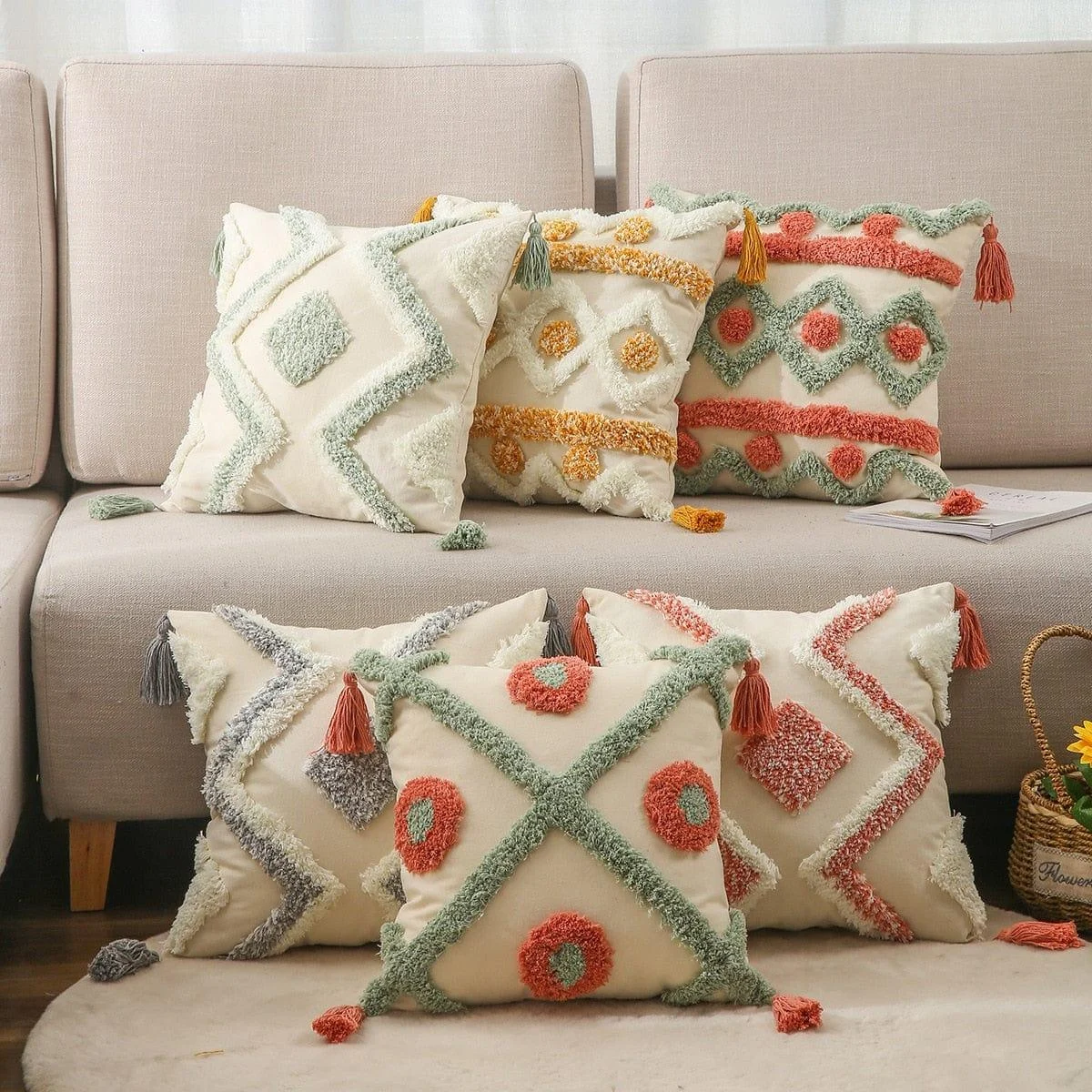 Geometric Tufted Cushion Covers - Glova