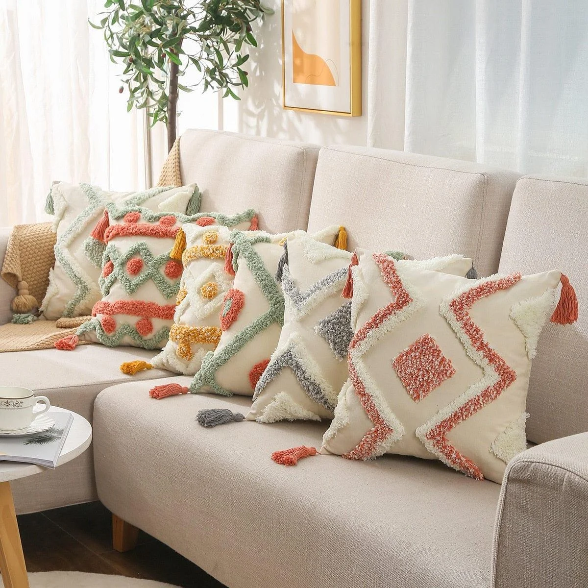 Geometric Tufted Cushion Covers - Glova