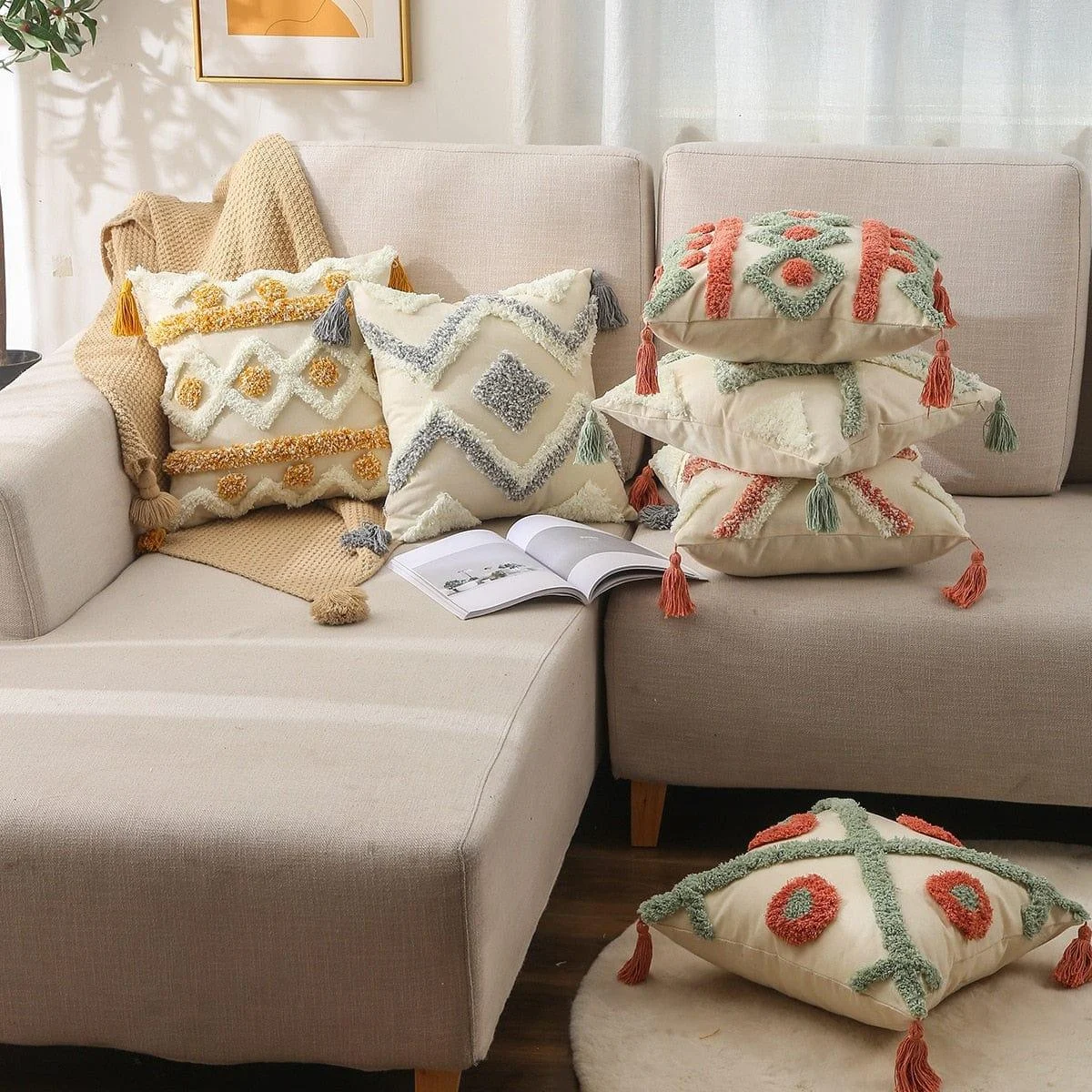 Geometric Tufted Cushion Covers - Glova