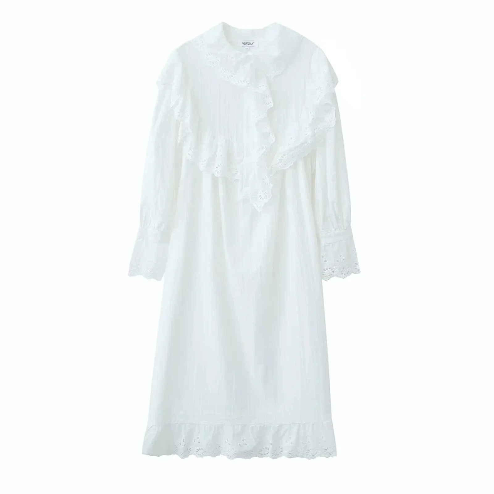 Geraldine Cotton Frill Lace Dress - Glova